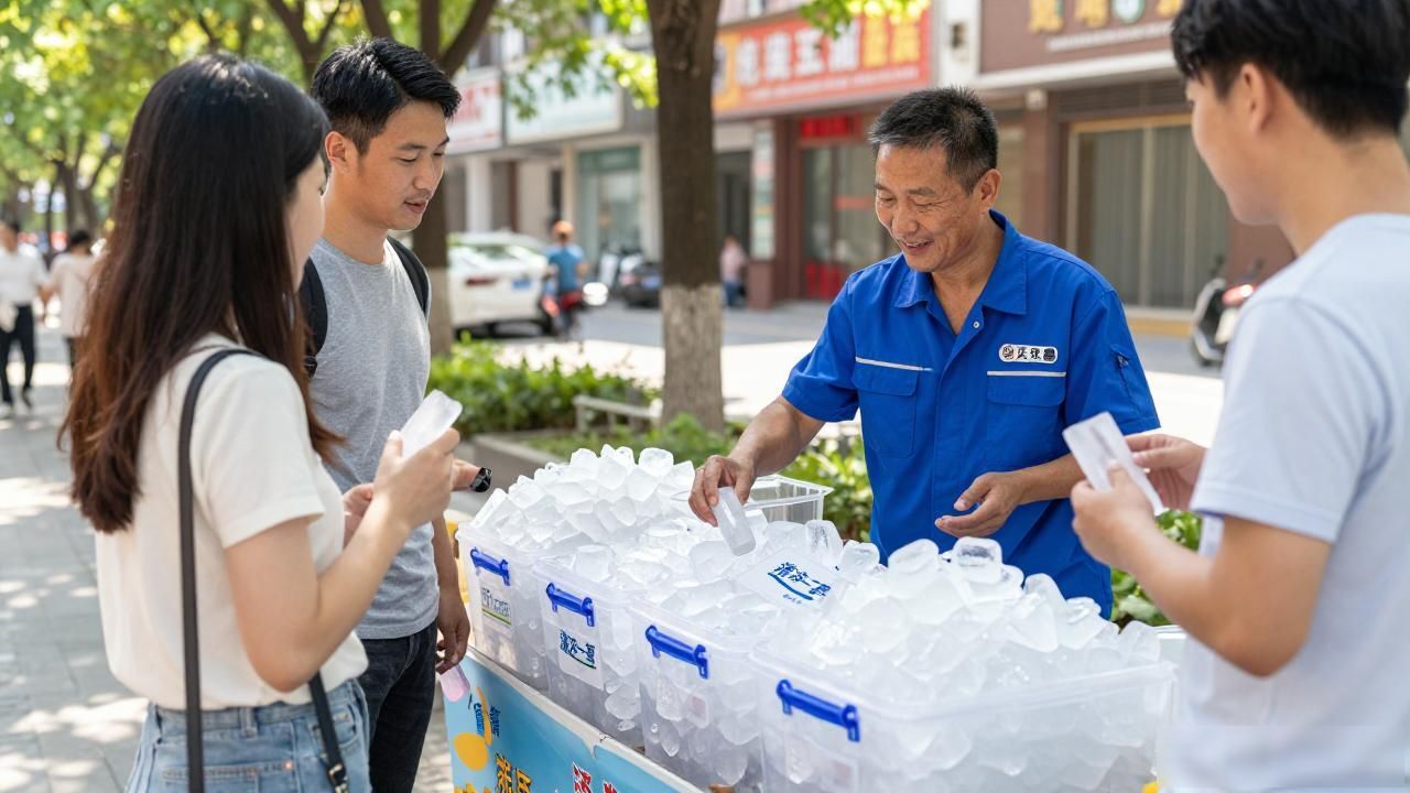 昆山降温冰块回头客多不多？摆摊三年的真实感受